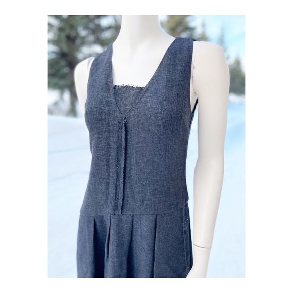 Hansen & Gretel Midi Dress Asymetric Sleeveless Raw Trim Grey Sz 1 - Picture 2 of 16